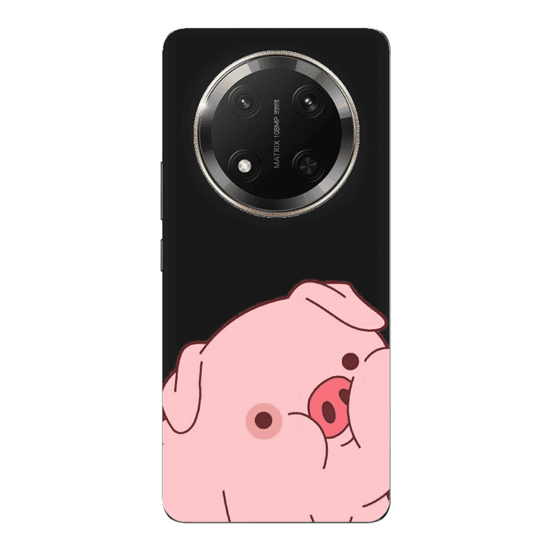 Honor Magic 7 Lite Piggy 1 Black Colored Silicone TPU Θήκη
